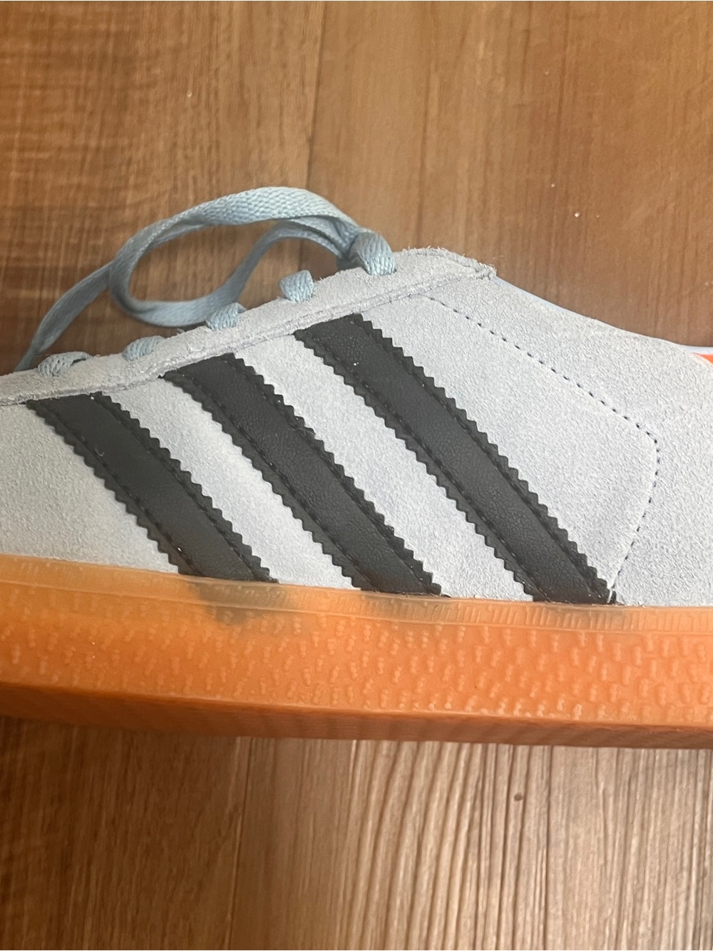 adidas Gazelle Suede Sneakers - Light Blue, Black & Orange Youth 4 Women 6 - Picture 10 of 10